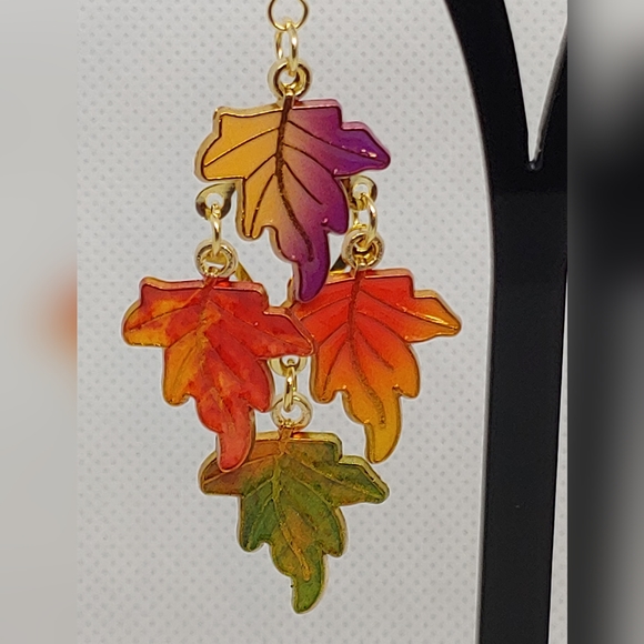 Autumn leaves chandelier earrings - Picture 2 of 4